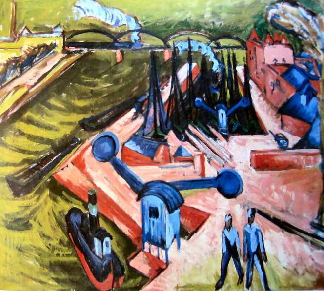 Ernst Ludwig Kirchner Frankfurter Westhafen Germany oil painting art